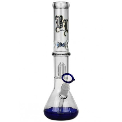 'Black Leaf' Glass Icebong 4-Arm Treepercolator blue